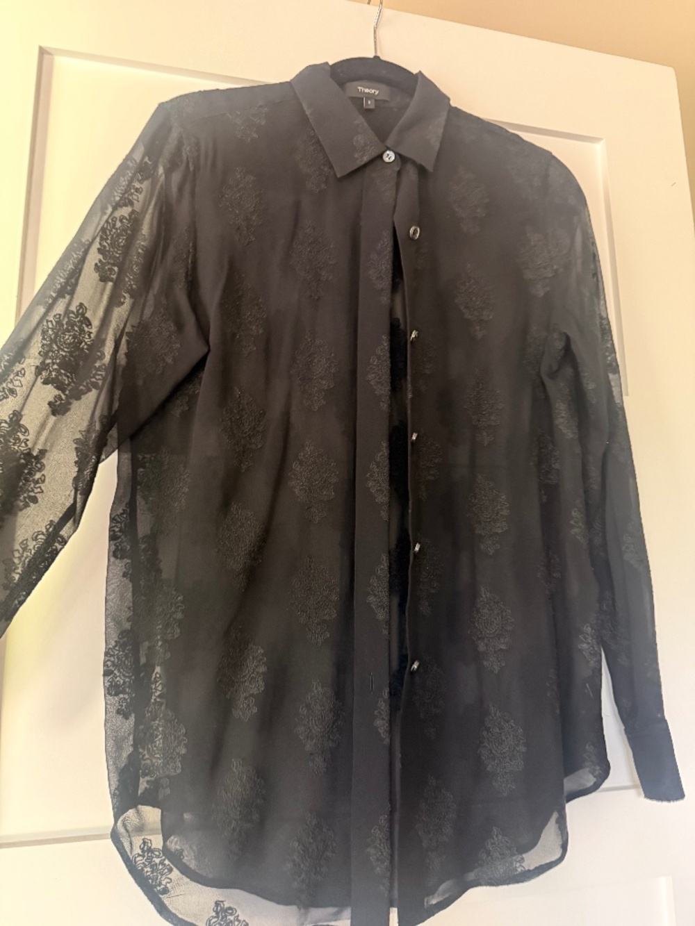 Sheer Black Blouse with Lace Details